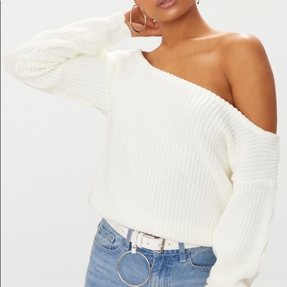 Missguided Sweaters - Cream off the shoulder sweater